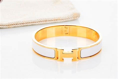 hermes white gold h bracelet|hermes white enamel bracelet.